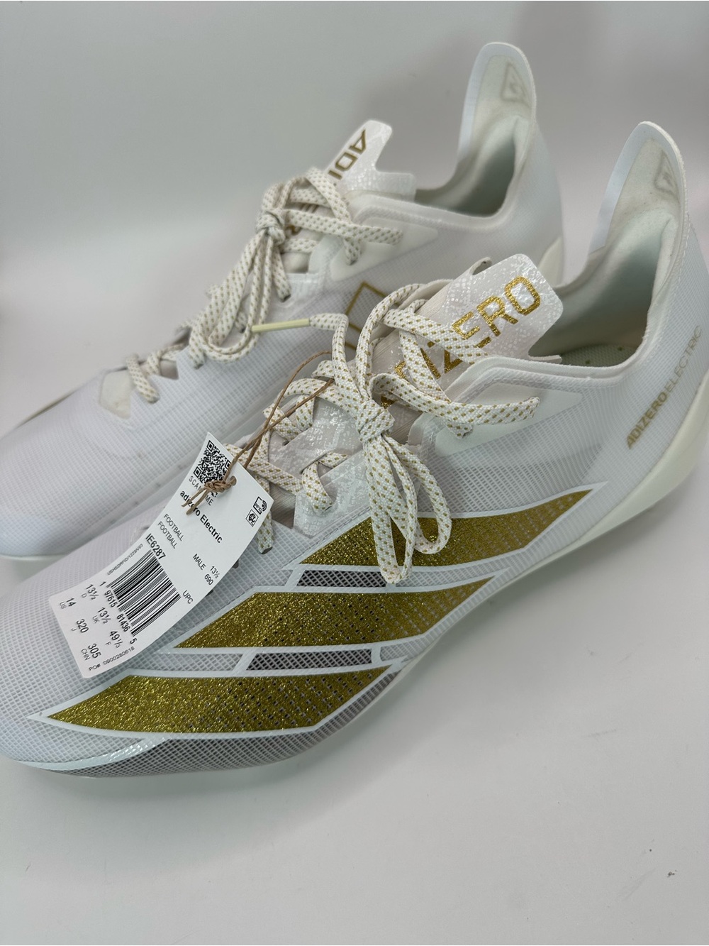 Adidas Adizero Electric II Cloud White Gold Football Cleats IE6287 Men’s Size 14